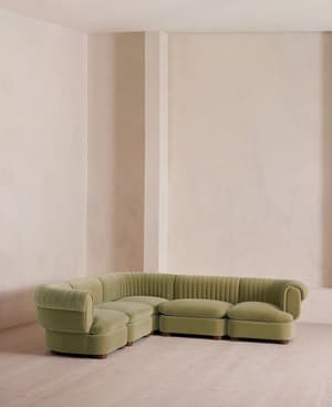 Rava Modular Sofa - Corner Sofa - Velvet - Lichen - Hover Image