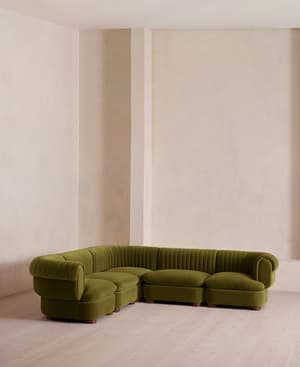 Rava Modular Sofa - Corner Sofa - Velvet - Olive - Hover Image