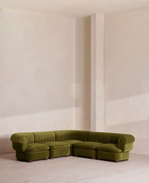 Rava Sectional Sofa - Corner Sofa - Velvet - Olive - US - Listing Image