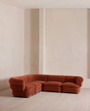 Rava Sectional Sofa - Corner Sofa - Velvet - Rust US - Hover Image