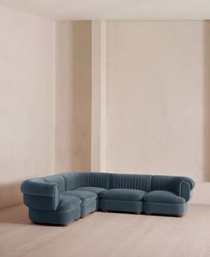 Rava Modular Sofa - Corner Sofa - Velvet - Grey Blue - Hover Image