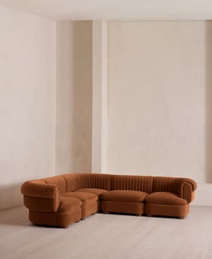 Rava Sectional Sofa - Corner Sofa - Velvet - Cinnamon - US - Hover Image