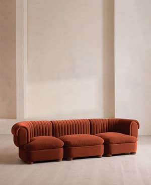 Rava Sectional Sofa - Four Seater - Velvet - Rust US - Hover Image