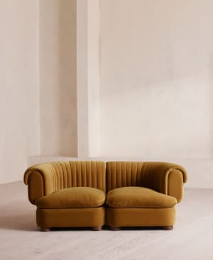 Rava Sectional Sofa - Three Seater - Velvet - Mustard - US - Listing Image