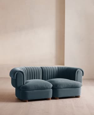 Rava Sectional Sofa - Three Seater - Velvet - Grey Blue - US - Hover Image