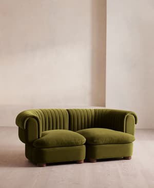 Rava Sectional Sofa - Three Seater - Velvet - Olive - US - Hover Image