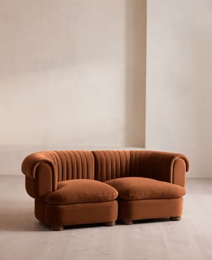 Rava Sectional Sofa - Three Seater - Velvet - Cinnamon - US - Hover Image