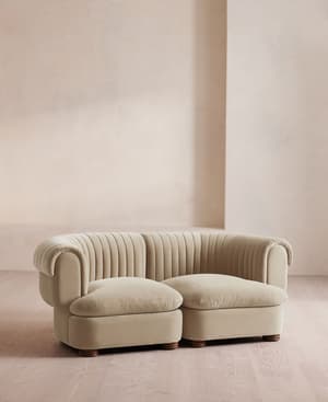 Rava Sectional Sofa - Three Seater - Velvet - Oyster - US - Hover Image