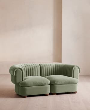 Rava Sectional Sofa - Three Seater - Velvet - Seafoam US - Hover Image