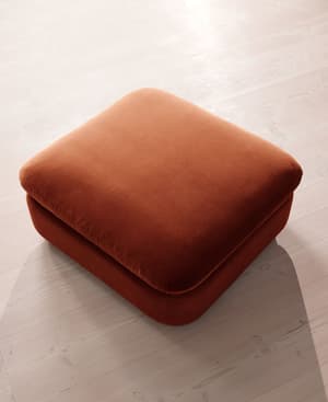 Rava Ottoman - Velvet - Rust - Hover Image