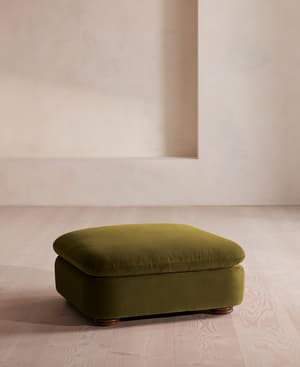 Rava Ottoman - Velvet - Olive - Hover Image