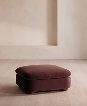 Rava Ottoman - Velvet - Aubergine - UK - Hover Image