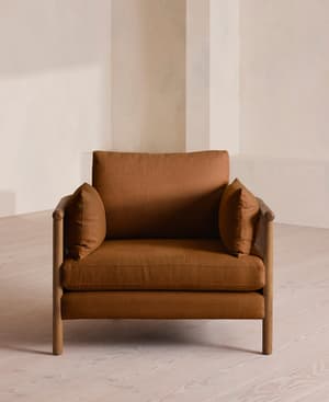 Sydney Armchair - Linen - Terracotta - UK - Hover Image