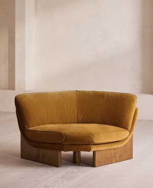 Tellis Corner Chair - Velvet - Mustard - UK - Listing Image