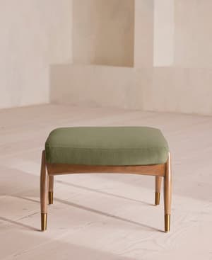 Theodore Oak Footstool - Linen - Sage - Hover Image
