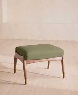 Theodore Oak Footstool - Linen - Sage - US - Listing Image