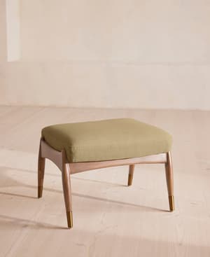 Theodore Oak Footstool - Linen - Wheat - Listing Image