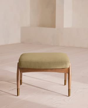 Theodore Oak Footstool - Linen - Wheat - US - Hover Image