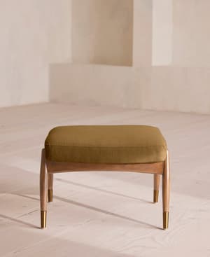 Theodore Oak Footstool - Linen - Ochre - US - Hover Image
