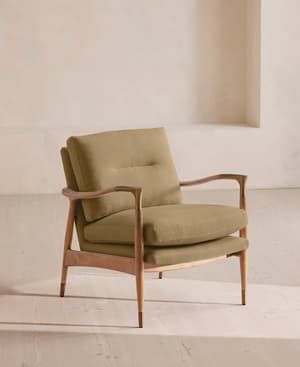 Theodore Oak Armchair - Linen - Wheat - Listing Image