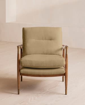 Theodore Oak Armchair - Linen - Wheat - Hover Image