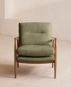 Theodore Oak Armchair - Linen - Sage - US - Hover Image
