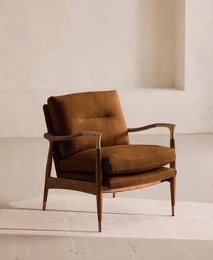 Theodore Armchair - Linen - Terracotta - UK - Listing Image