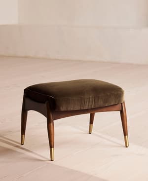 Theodore Footstool - Velvet - Chocolate Brown - Listing Image