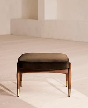 Theodore Footstool - Velvet - Chocolate Brown - Hover Image