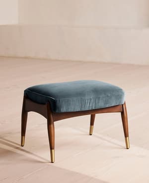 Theodore Footstool - Velvet - Grey Blue - Listing Image