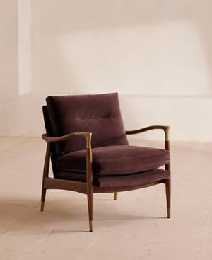 Theodore Armchair - Velvet - Aubergine - UK - Listing Image