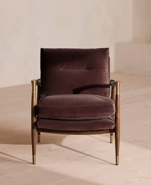 Theodore Armchair - Velvet - Aubergine - UK - Hover Image