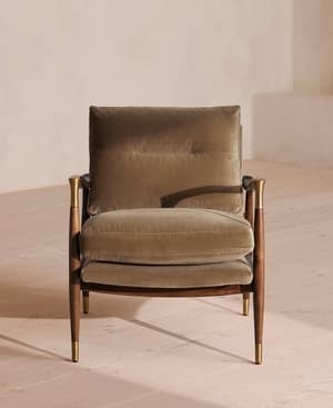 Theodore Armchair - Velvet - Truffle - UK - Hover Image