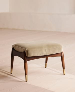 Theodore Footstool - Velvet - Oyster - US - Listing Image