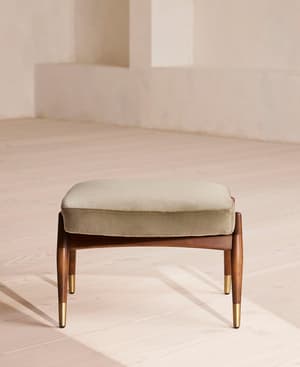 Theodore Footstool - Velvet - Oyster - US - Hover Image