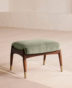 Theodore Footstool - Velvet - Seafoam - UK - Listing Image