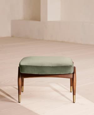 Theodore Footstool - Velvet - Seafoam - UK - Hover Image