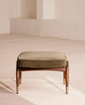 Theodore Footstool - Velvet - Truffle - US - Hover Image