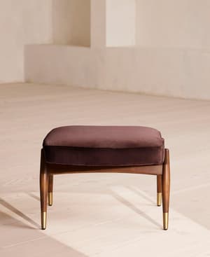Theodore Footstool - Velvet - Aubergine - UK - Hover Image