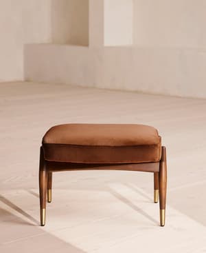 Theodore Footstool - Velvet - Cinnamon - UK - Hover Image