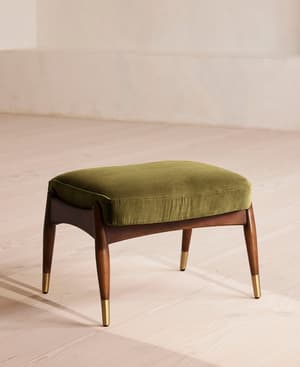 Theodore Footstool - Velvet - Olive - Listing Image