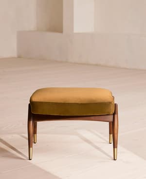 Theodore Footstool - Velvet - Mustard - US - Hover Image