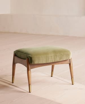 Theodore Oak Footstool Velvet Lichen - US - Listing Image