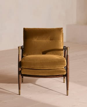 Theodore Armchair - Velvet - Mustard - Hover Image