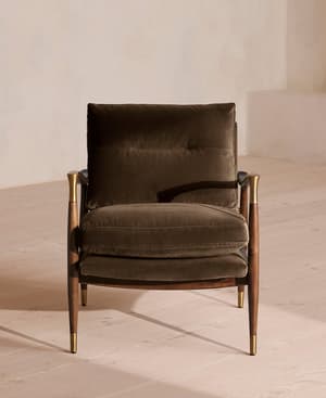 Theodore Armchair - Velvet - Chocolate Brown - US - Hover Image