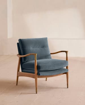 Theodore Oak Armchair - Velvet - Grey Blue - US - Listing Image