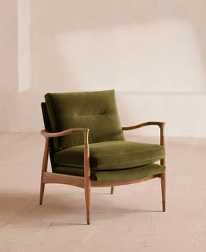 Theodore Oak Armchair - Velvet Olive - US - Listing Image