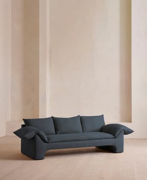 Wyatt Three Seater Sofa - Linen - Prussian Blue - Hover Image