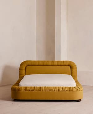 Vara Bed - King - Linen - Turmeric - UK - Hover Image