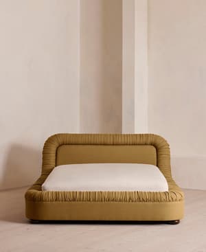 Vara Bed - King - Linen - Ochre - Hover Image